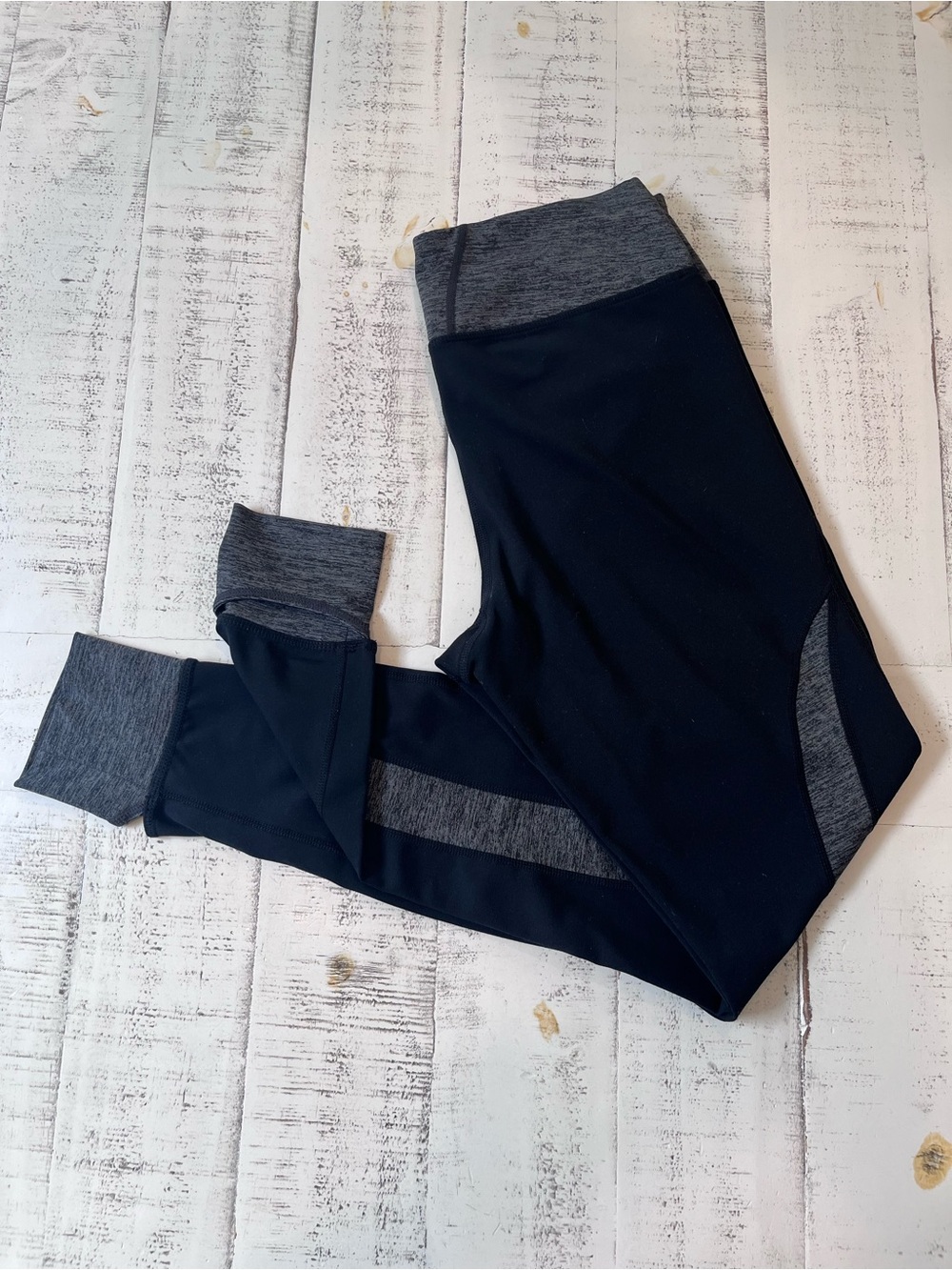 Gaiam Women’s Active Leggings with Heathered Trim - Black and Foot Stirrups